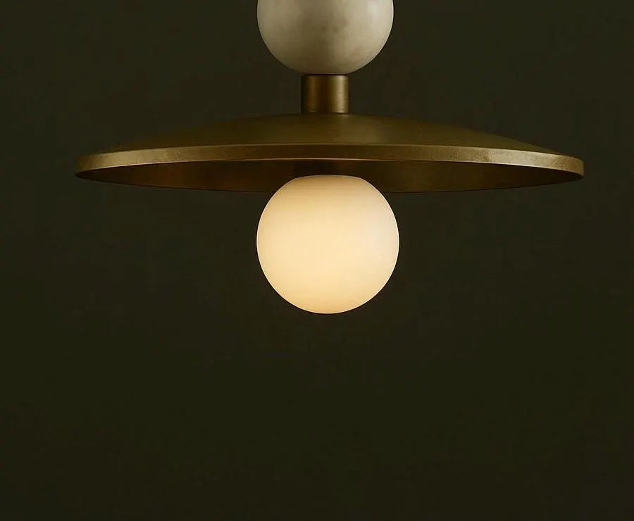 Brass Pendant Light, Marble Stone Chandelier Lighting, Modern Ceiling Lamp
