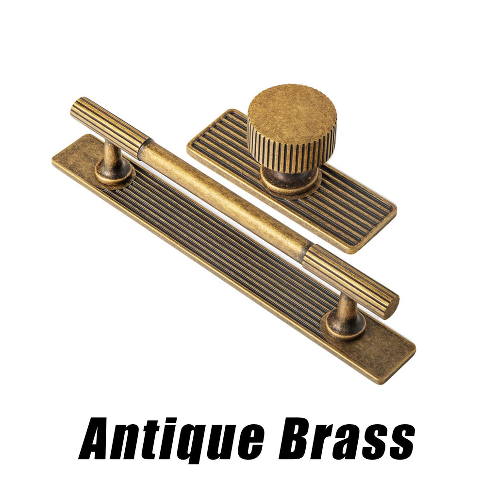 Striped Antique Brass Cabinet Handle , Champagne Gold Wardrobe Knobs