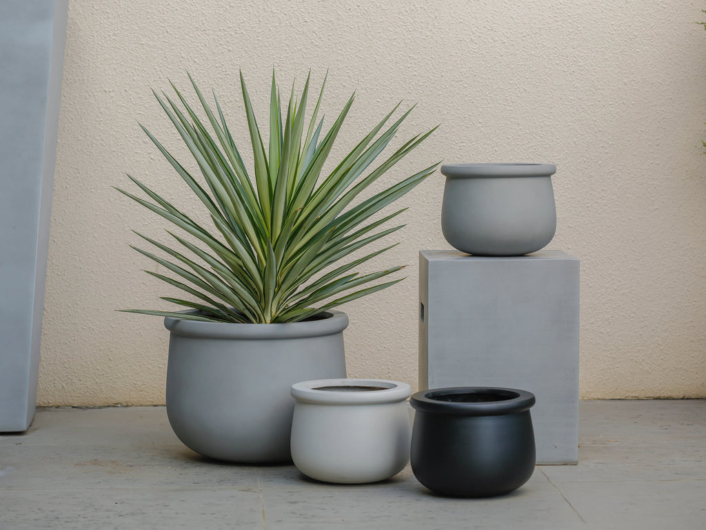 Indoor/Outdoor Large Nordic Minimalist Fiberstone Lightweight Round Planter Pot - 16, 10 inch Matte Finish - Suitable for Fiddle Leaf Fig