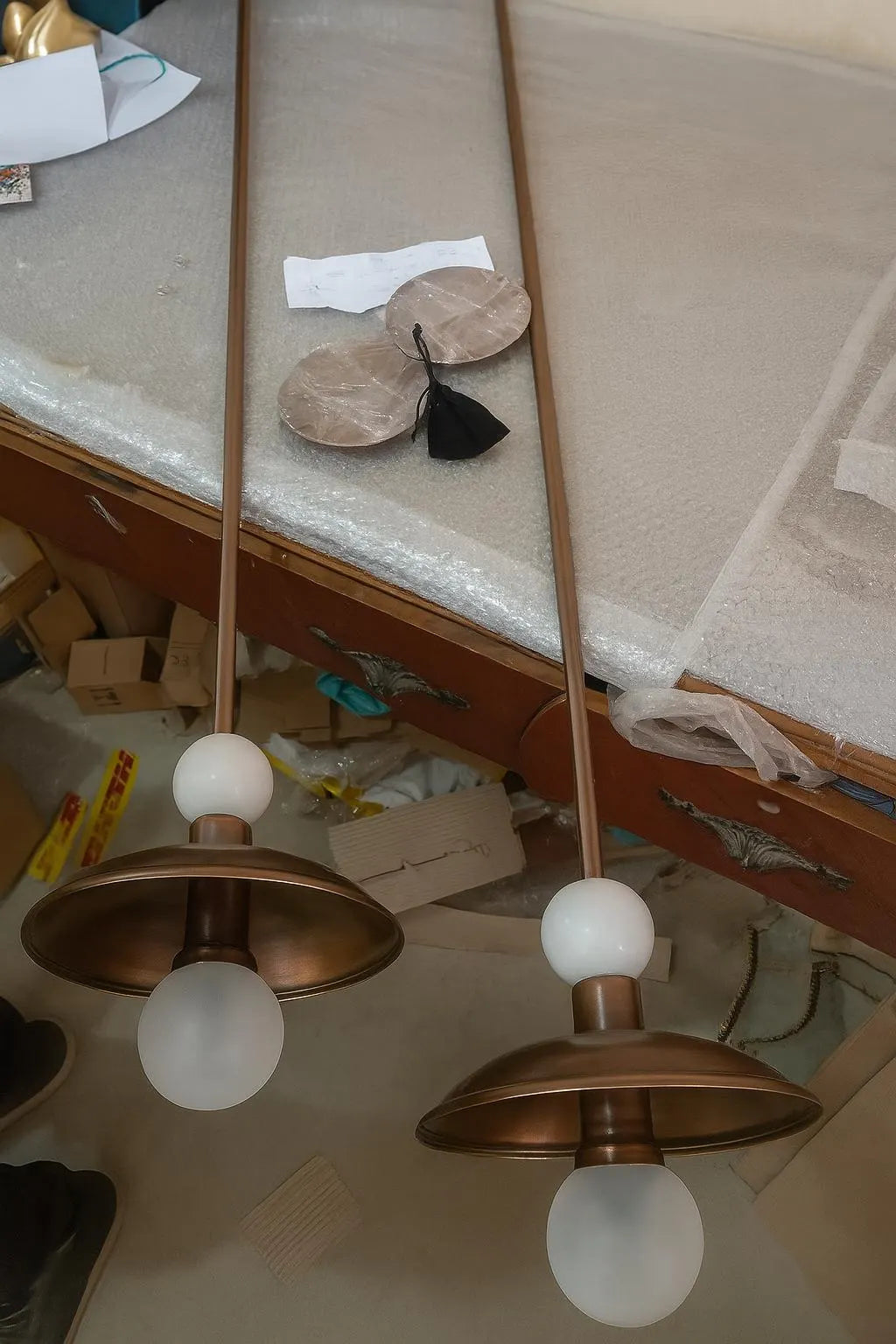 Brass Pendant Light, Marble Stone Chandelier Lighting, Modern Ceiling Lamp