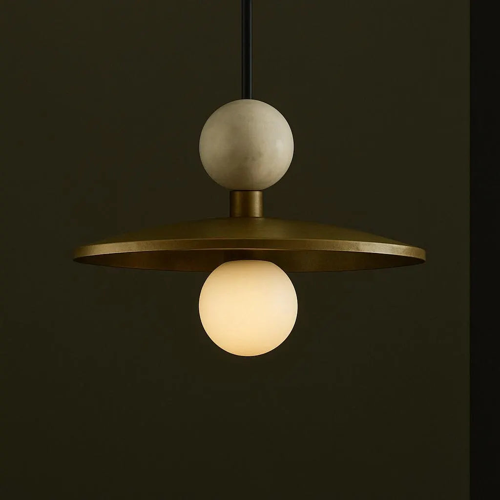 Brass Pendant Light, Marble Stone Chandelier Lighting, Modern Ceiling Lamp