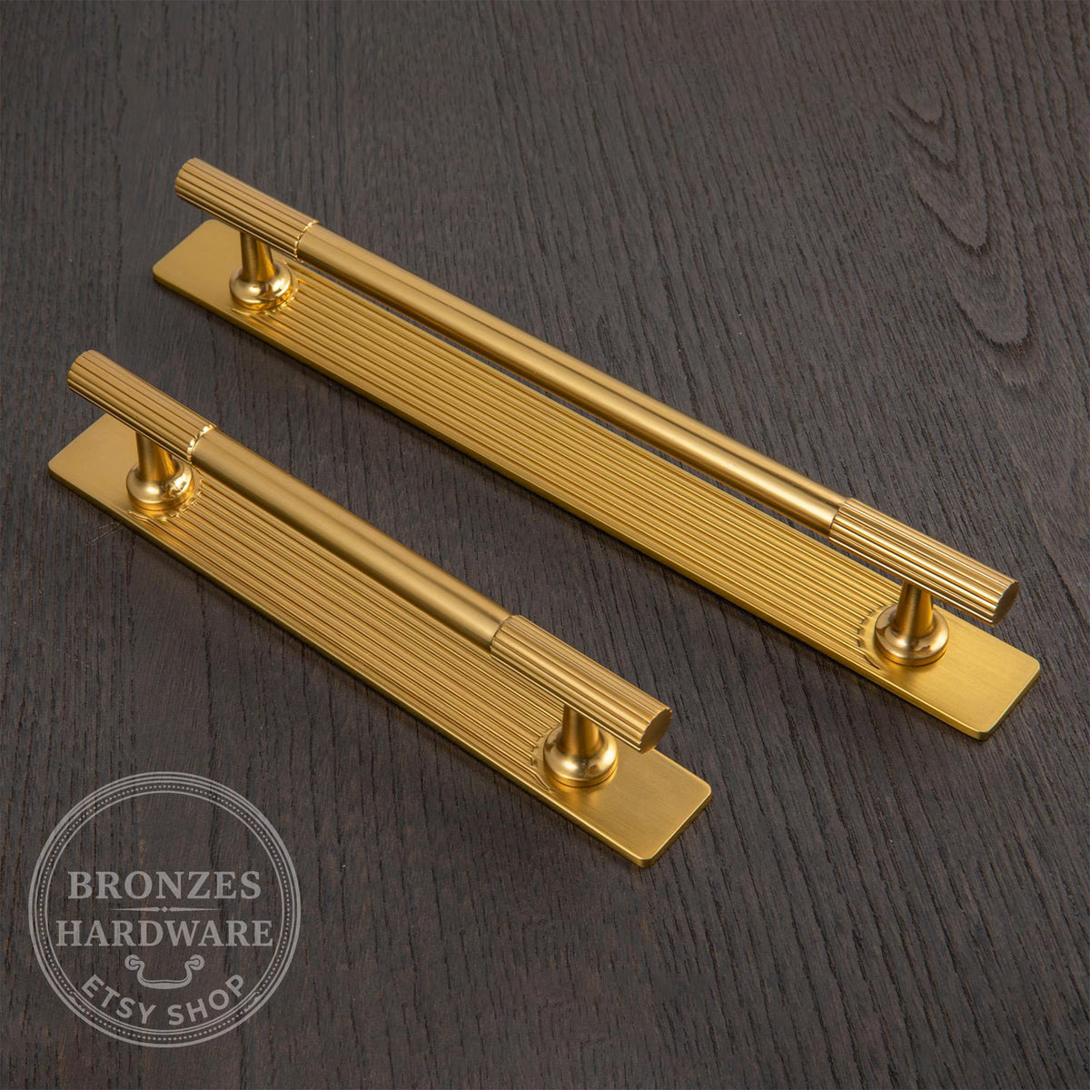 Striped Antique Brass Cabinet Handle , Champagne Gold Wardrobe Knobs