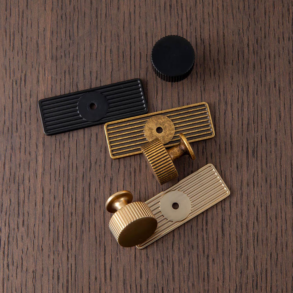 Striped Antique Brass Cabinet Handle , Champagne Gold Wardrobe Knobs