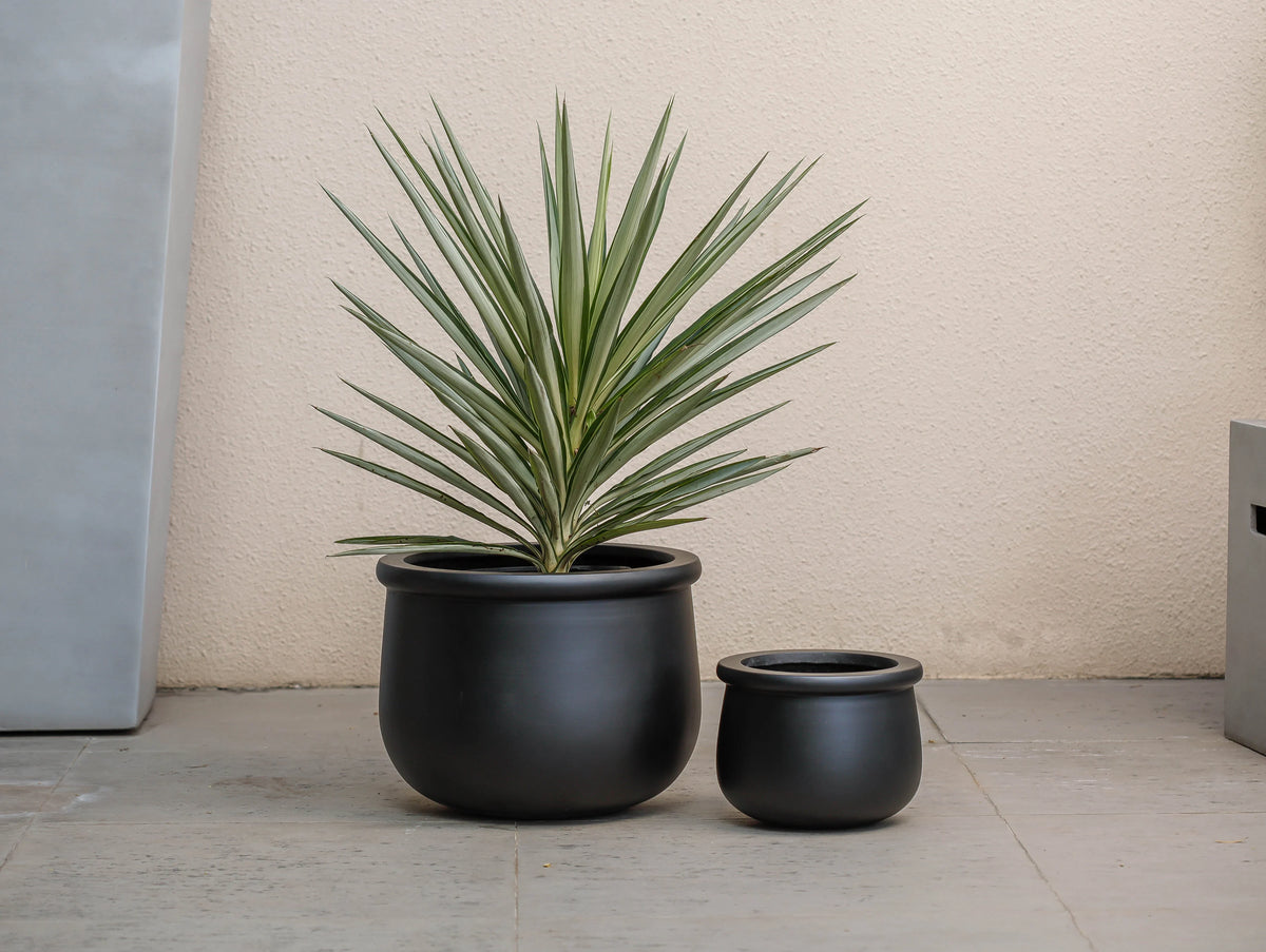 Indoor/Outdoor Large Nordic Minimalist Fiberstone Lightweight Round Planter Pot - 16, 10 inch Matte Finish - Suitable for Fiddle Leaf Fig