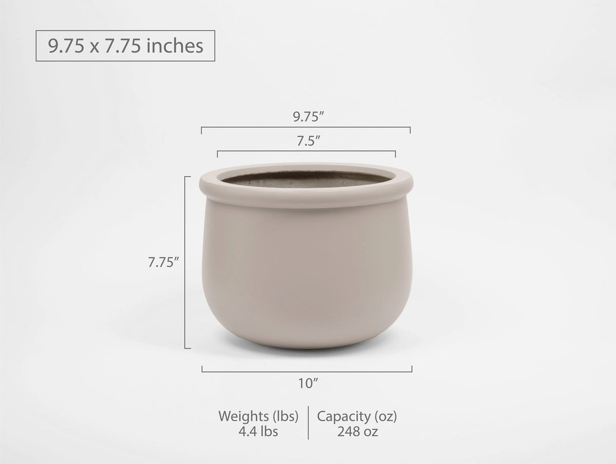 Indoor/Outdoor Large Nordic Minimalist Fiberstone Lightweight Round Planter Pot - 16, 10 inch Matte Finish - Suitable for Fiddle Leaf Fig