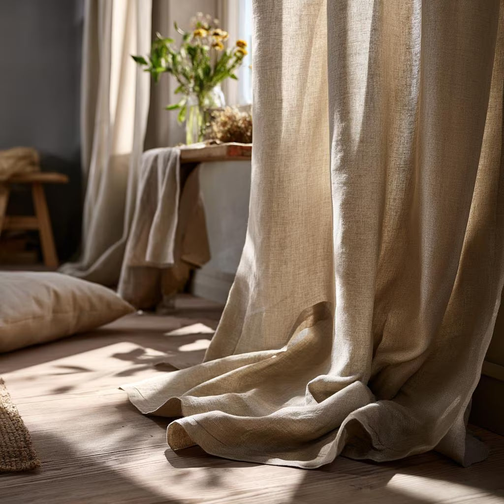 ORGANIC Linen Curtain Modern Home Decor 100% Natural European Linen Bedroom Farmhouse Curtains Elegant Linen Curtain with Tab top heading