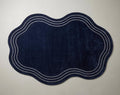 Navy Blue Organic Wavy Wool Rug | Hand Tufted Abstract Blob Area Rug, Soft & Durable